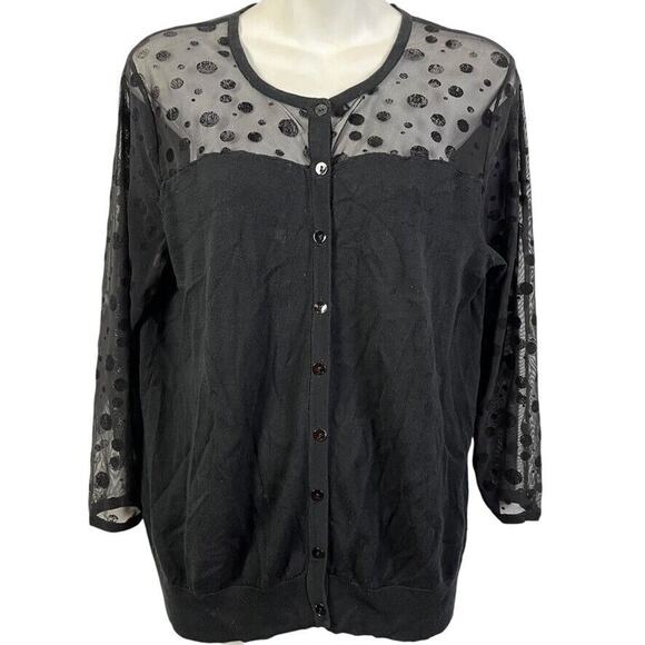 Saks Fifth Avenue Womens Cardigan Thin Lightweight Sheer Sleeve Sweater sz L - Picture 1 of 15
